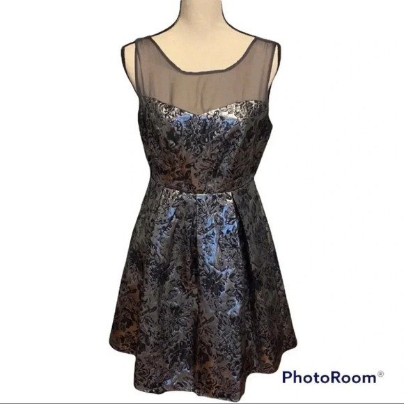 Paraella Navy Silver Party Dress Gown Lined M - Picture 1 of 10